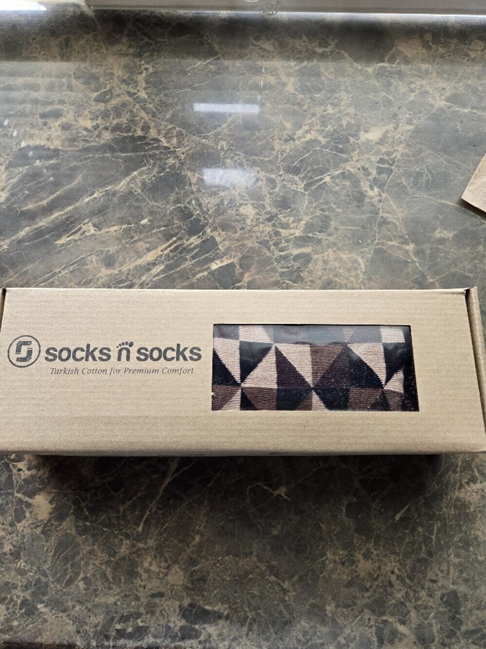 Men's Geometric Turkish Cotton Blend Socks - Brown/Black Sz 7-12 (5)pair In Box